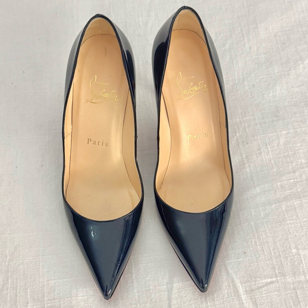 Christian Louboutin New Decol Tissimo 100 Patent BL5J Navy Sz 36 - Picture 4 of 8